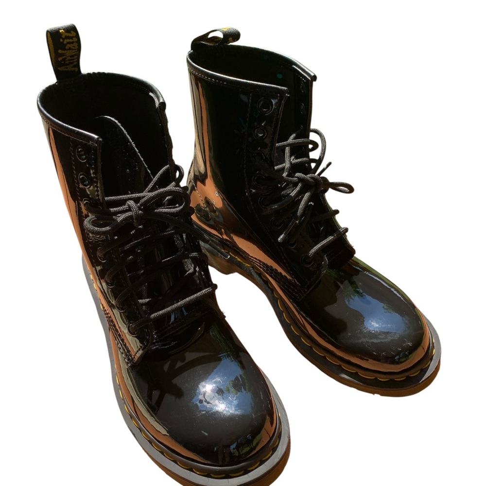 Dr. Martens Patent Leather Black Lace-Up Boots
